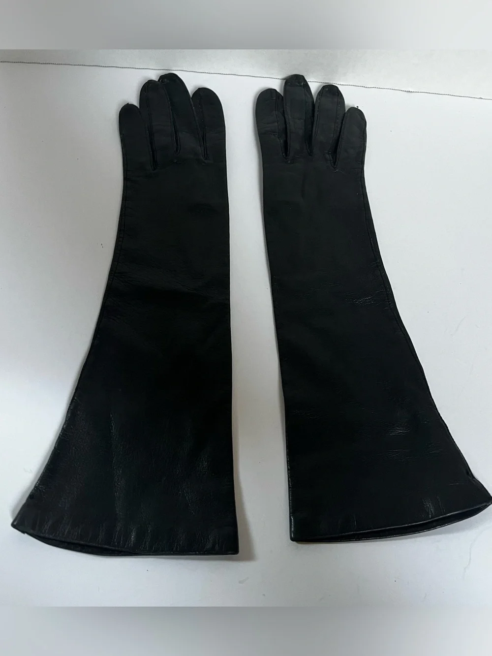 Vintage Van Raalte Silk Lined Long 13” Leather Gloves